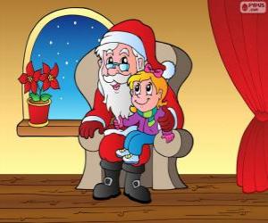 пазл Маленькая девочка с Санта-Клауса